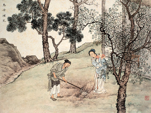 二十四孝图:埋儿奉母 古代二十四孝故事:埋儿奉母(图)