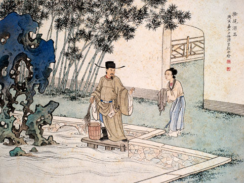 二十四孝图:涤亲溺器 古代二十四孝故事:涤亲溺器(图)