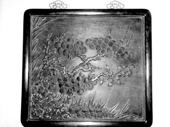 紫檀浮雕岁寒三友挂屏花板_家具木器