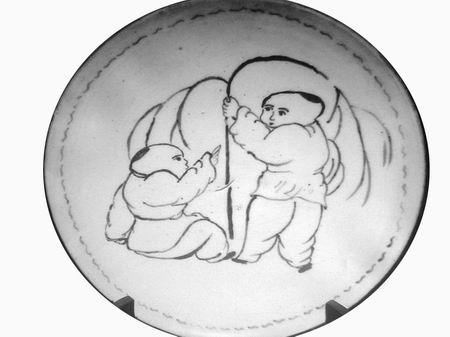 收藏明耀州窑作品：童子植树纹瓷盘