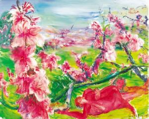 周春芽 桃花风景系列2006《花香袭人》资料图片