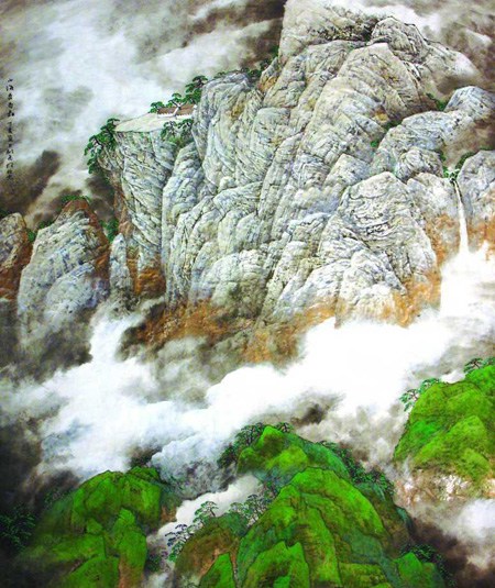 武剑飞山水：重彩画与中国风融合
