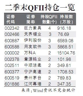 QFII二季度抱团买进巨力索具_基金持仓