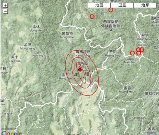 中国地震局公布缅甸地震烈度图_滚动新闻
