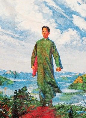 红色经典油画水涨船高