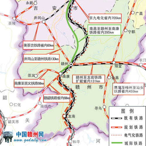赣州制出中心城区铁路规划图(图)