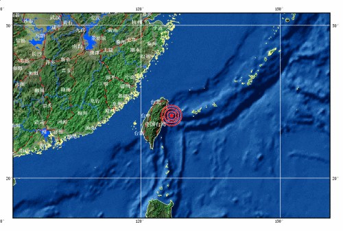 台湾花莲海域今天凌晨发生6.7级地震(组图)