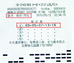 巴盟彩民好运势不可挡 22选5 随机选号中得14