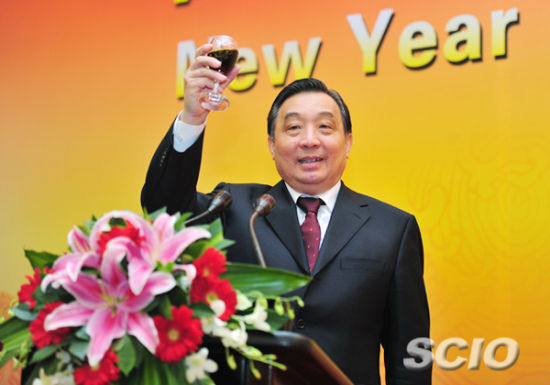 12月16日晚，国务院新闻办公室举行2012年新年招待会，国新办主任王晨出席并致辞。(国新网 郭研摄)