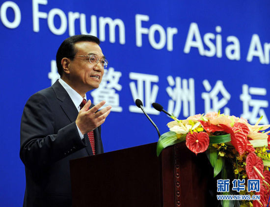 4月2日，中国国务院副总理李克强在海南博鳌出席博鳌亚洲论坛2012年年会开幕式并发表主旨演讲。 新华社记者饶爱民摄 