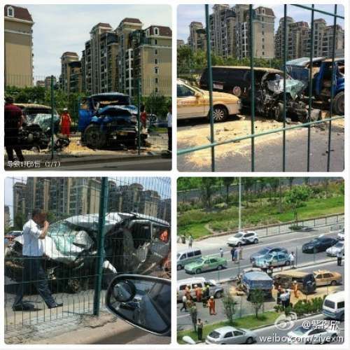 浦东济阳路交通事故致1死6伤 事故中有一作业