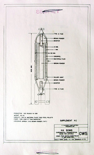 编译成册的"731"罪证资料 类型:ha炸弹 产量:于1938年生产约300枚