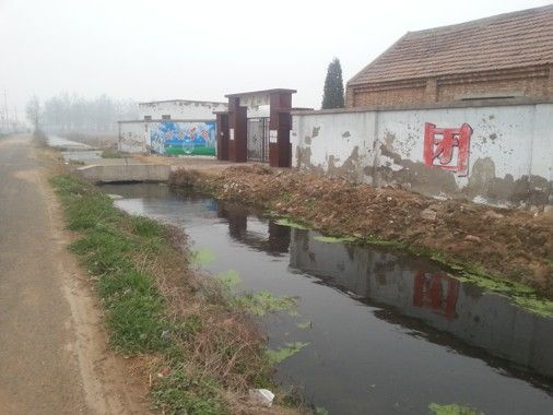 兰考县田庄小学被污水环绕 学生上课得捂鼻子