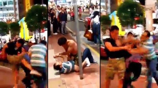 2人香港街头扭打 2人香港街头扭打