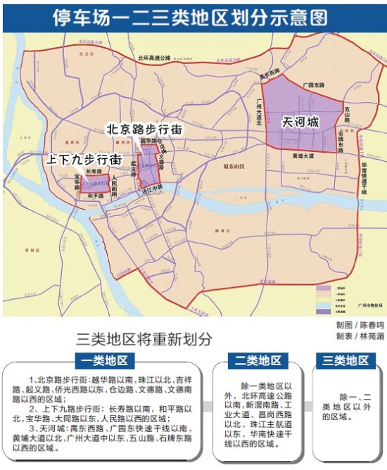 广州中心城区停车费上涨 变动三类区范围