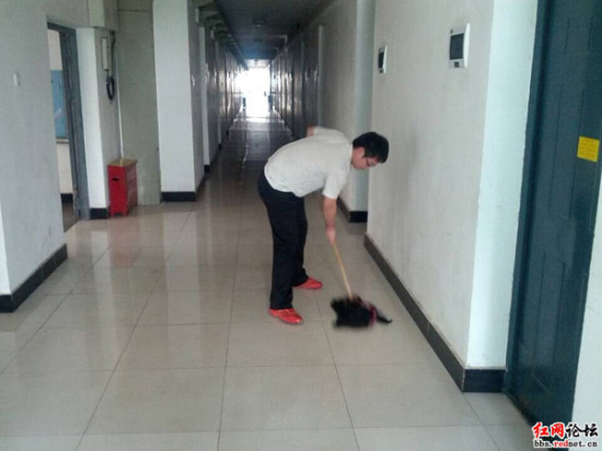 中南学子自发打扫宿舍楼道 倡议全校珍惜宿管