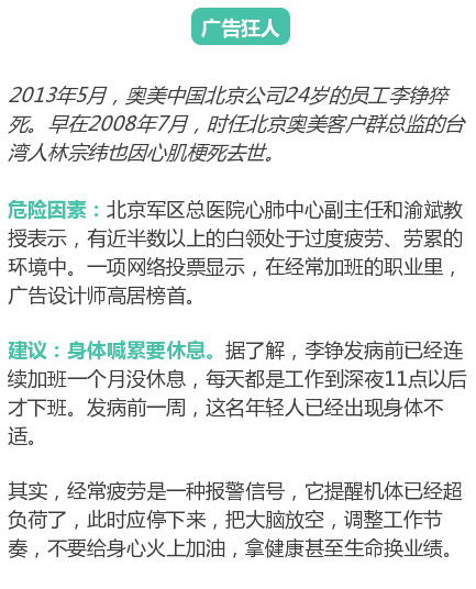 十大最易猝死职业有你的吗？身体7种信号要清楚