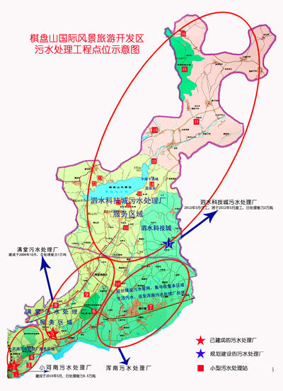 棋盘山国际风景旅游开发区污水处理工程点位示意图。