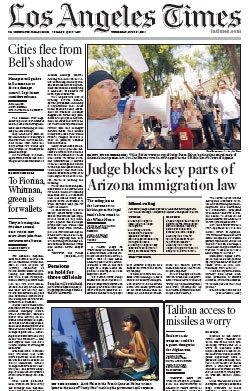 洛杉矶时报:法官阻挠亚利桑那州移民法规定