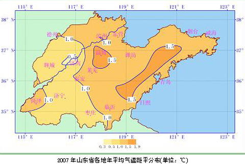 2007年山东大部气温接近或超过56年来最高值