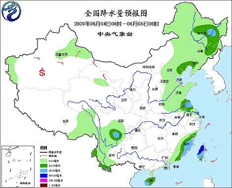 全国降水量预报图