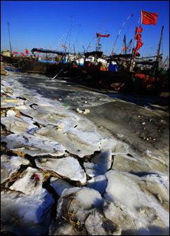 受大风和潮水影响 山东滨州浮冰可能形成堆积
