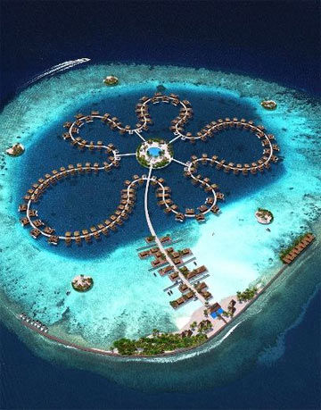 马尔代夫将建造水上浮岛 房屋组成海洋花朵(图