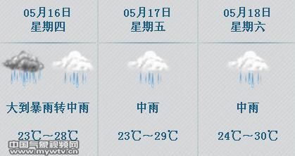 5月16日-18日佛冈天气预报