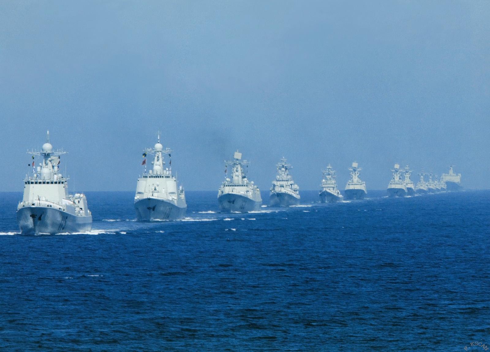 中国海军舰艇编队蔚为壮观