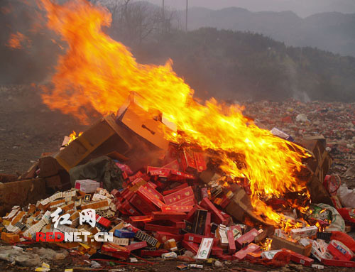 江区销毁一批价值30多万元的假冒伪劣商品(图