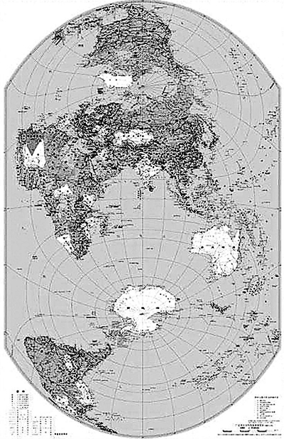 用"双经双纬"分割地球 中国科学家绘制新世界地图