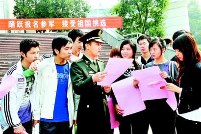 图文:踊跃报名参军