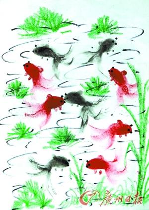 八旬翁手指口红作画