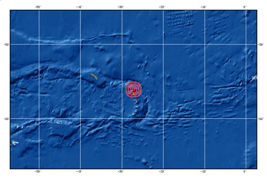 3月6日22时32分南桑威奇群岛地区发生6.5级地震
