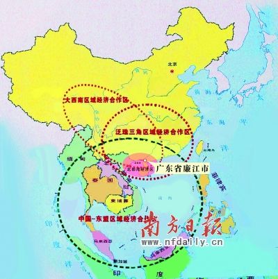 廉江市地处中国-东盟区域经济合作区和环北部