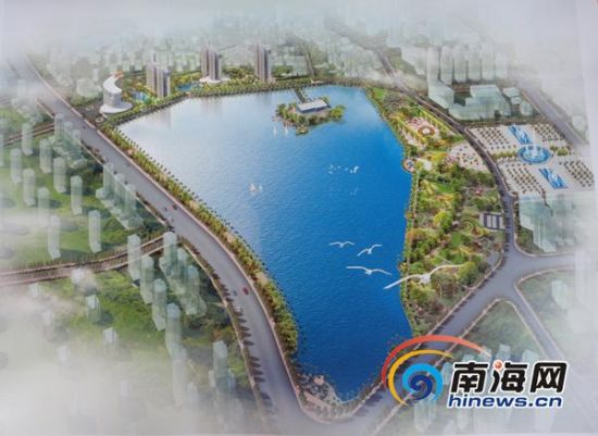 海口红城湖十年规划"初长成" 将建音乐喷泉