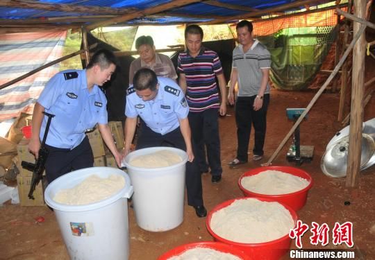 广东龙川县警方摧毁一制毒窝点 缴毒300多公斤