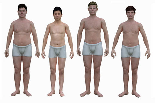 三张图让你看透:东西方男人平均体型的差别