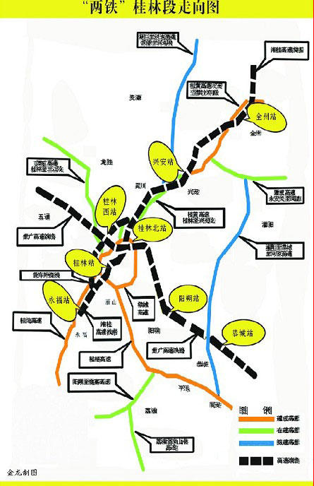 高铁时代越来越近 2012年火车空中横穿桂林机