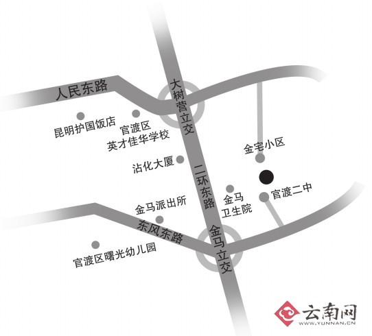 事发地交通示意图。