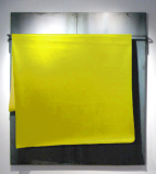 054 untitled 200x180cm iron panel, iron, canvas, yellow enamel 2011