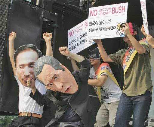 数千名韩国民众集会抗议布什访韩(组图)