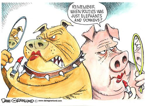 漫画:驴象政治加入猪和斗牛犬