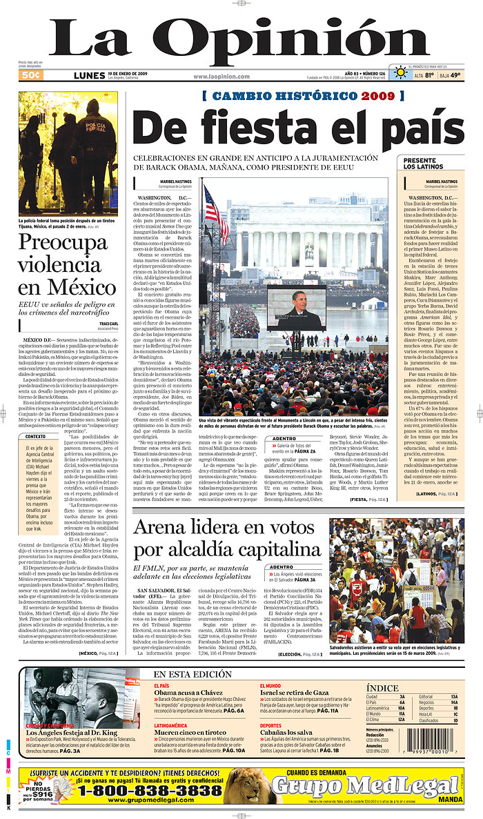 图文:美西班牙语报纸La Opinión关注奥巴马就