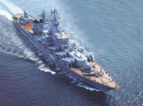 资料图:俄罗斯黑海舰队主力舰"莫斯科"号导弹巡洋舰