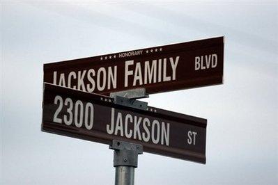 A street sign designates the street outside the former childhood home of Pop Star Michael Jackson in Gary, Indiana. Residents of a Ukrainian village want to rename it after the late pop superstar Michael Jackson, a lawmaker who represents the village told AFP on Wednesday.