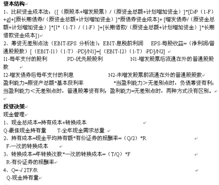 2009注册会计师考试必须掌握的财管公式