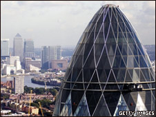 The Gherkin tower and the London skyline