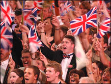 People waving flags at the Last Night of the Proms (copyright Chris Christodoulou)