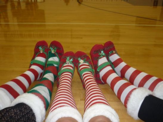 Xmas socks are always red and white or green stripes.